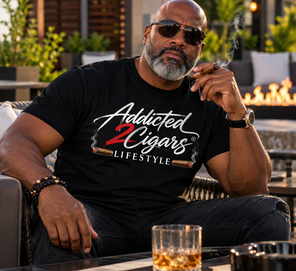Cigar Script Tee - Black