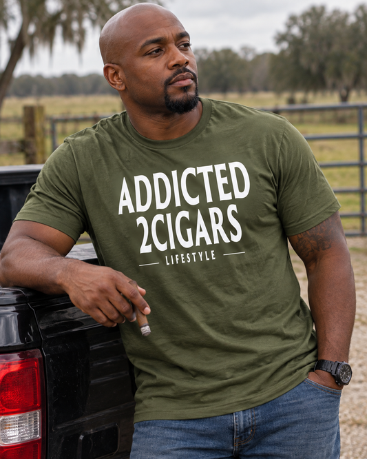 Lifestyle Tee - Military Green & White