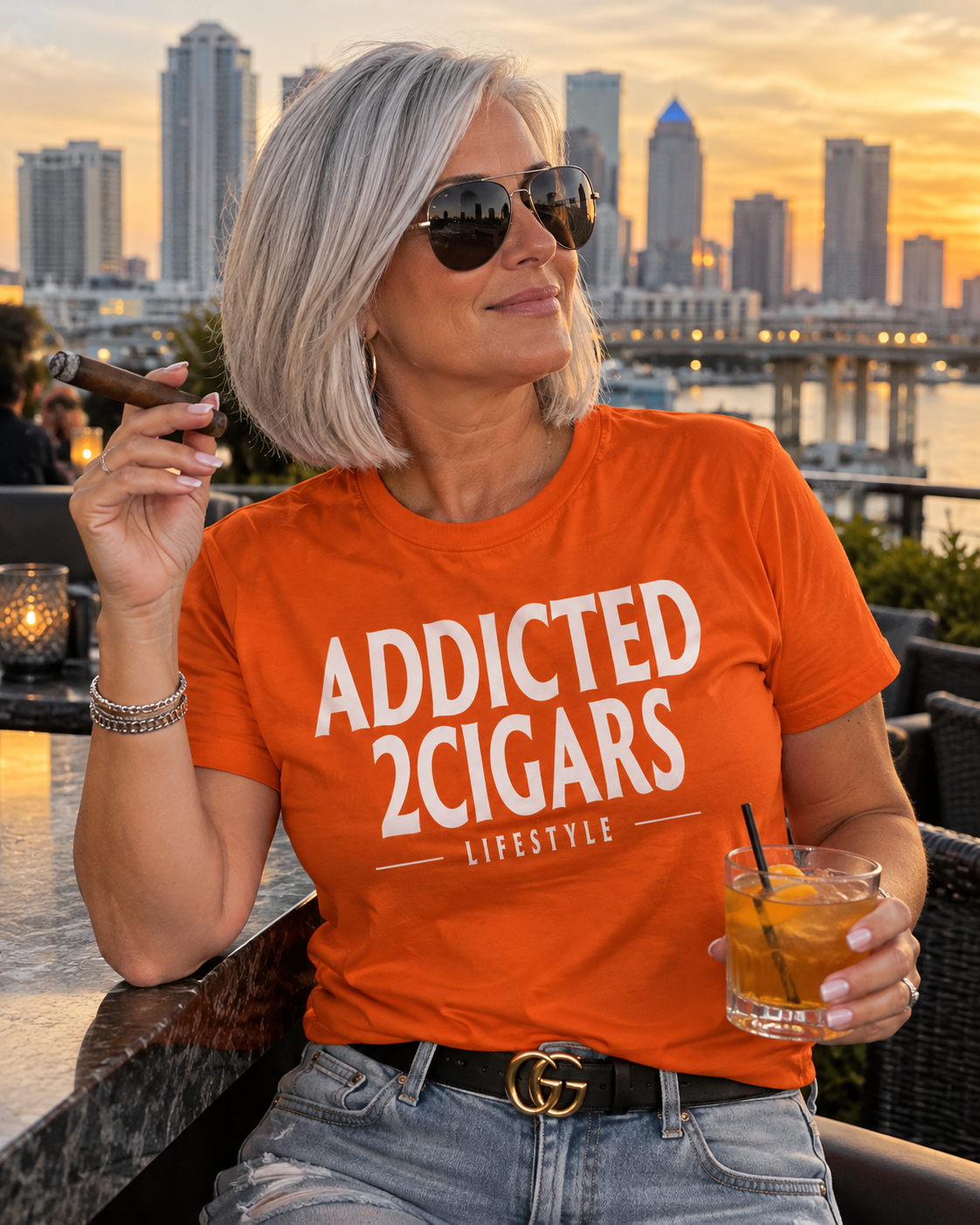Lifestyle Tee - Orange & White